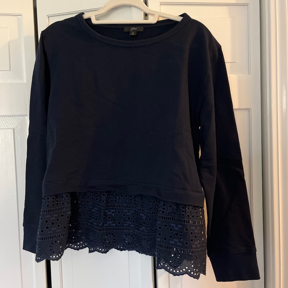 Never worn, JCrew, eyelet hem, sweatshirt